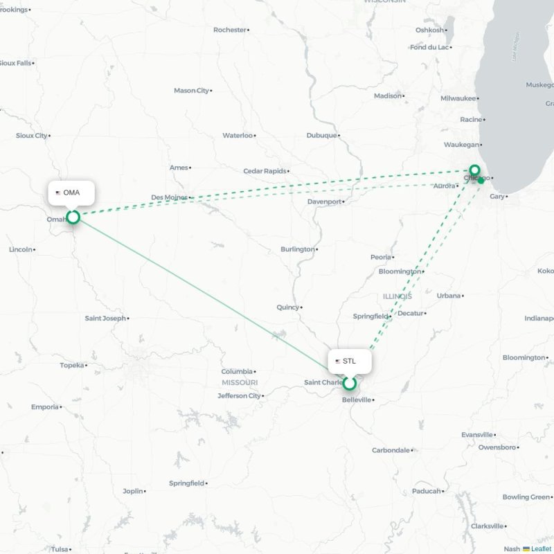STL - OMA route map