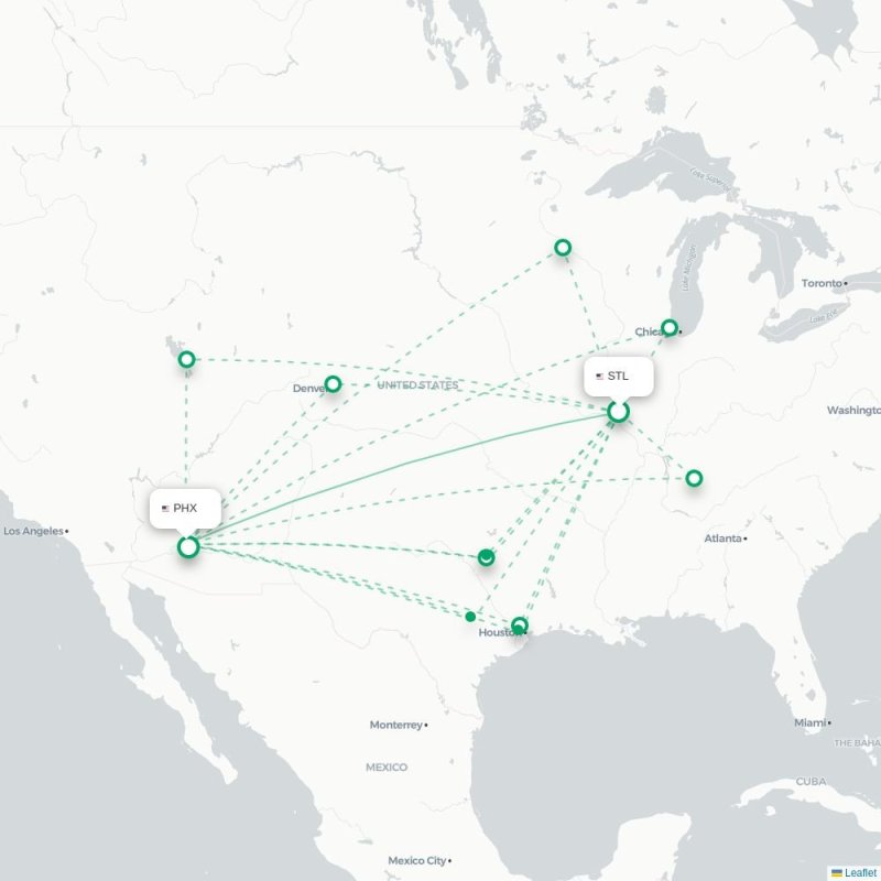 STL - PHX route map