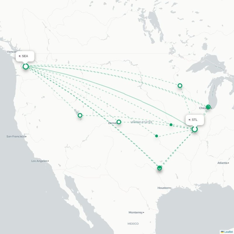 STL - SEA route map