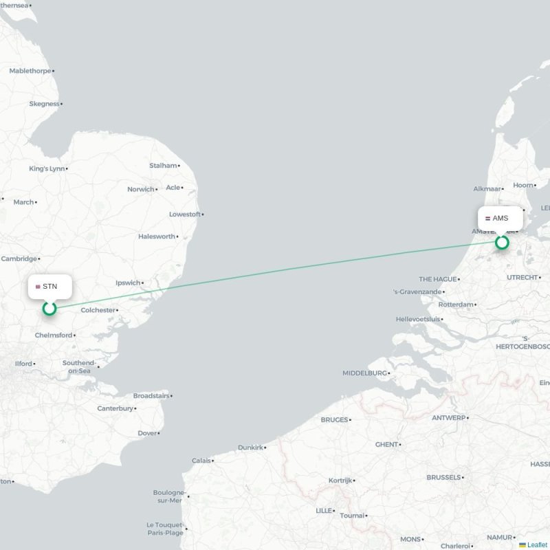STN - AMS route map