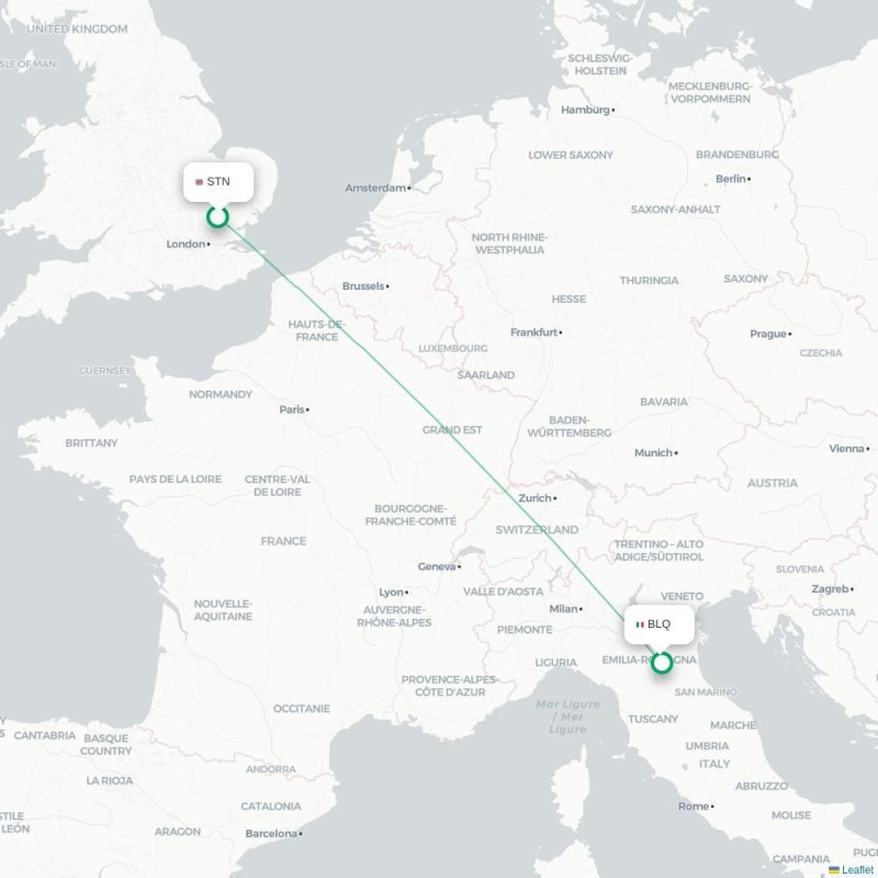 STN - BLQ route map
