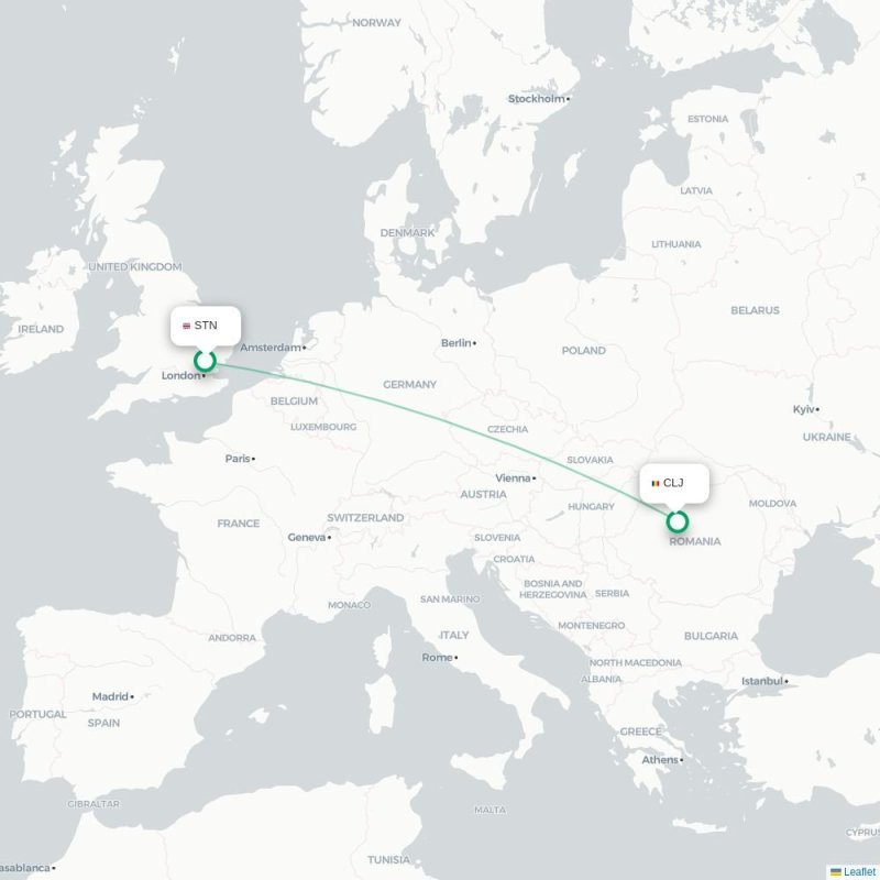 STN - CLJ route map