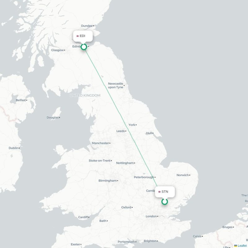 STN - EDI route map
