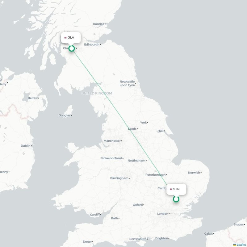 STN - GLA route map