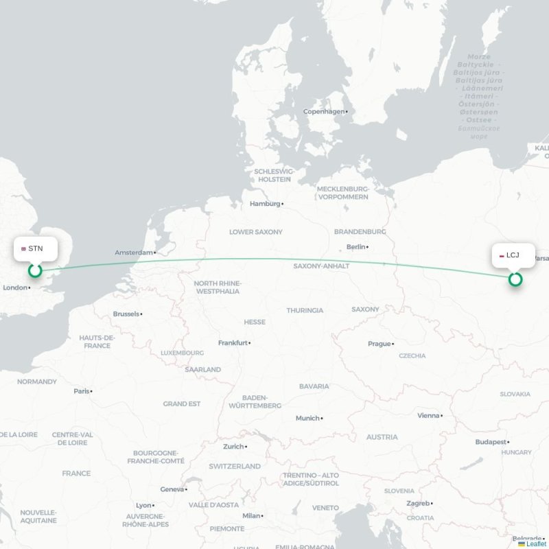 STN - LCJ route map
