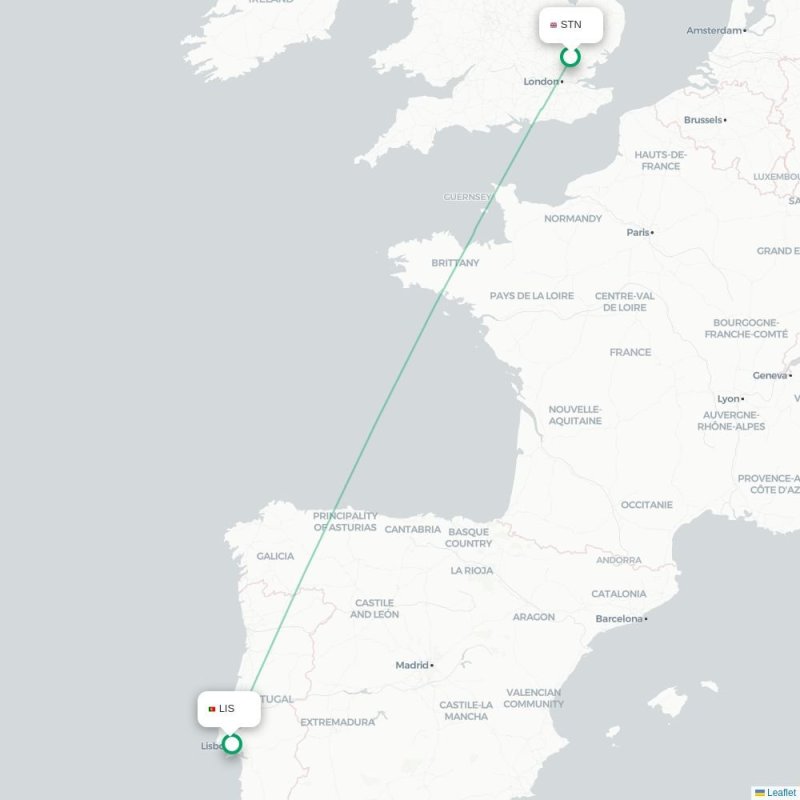 STN - LIS route map