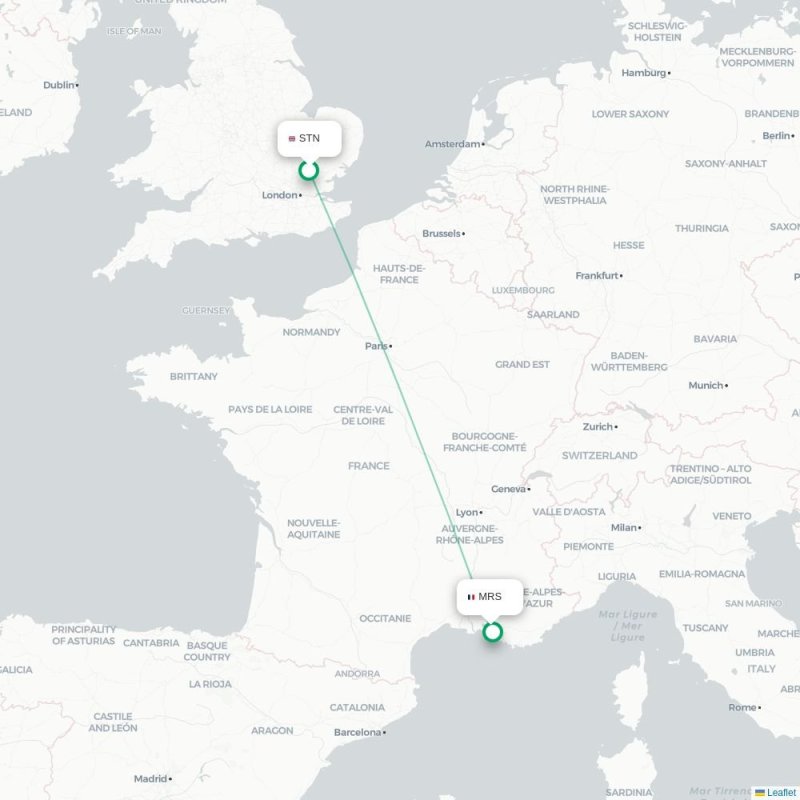 STN - MRS route map