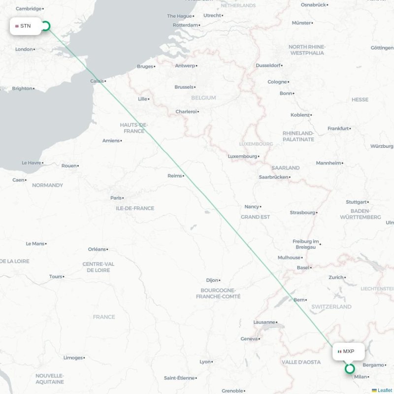 STN - MXP route map