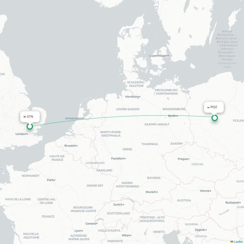 STN - POZ route map