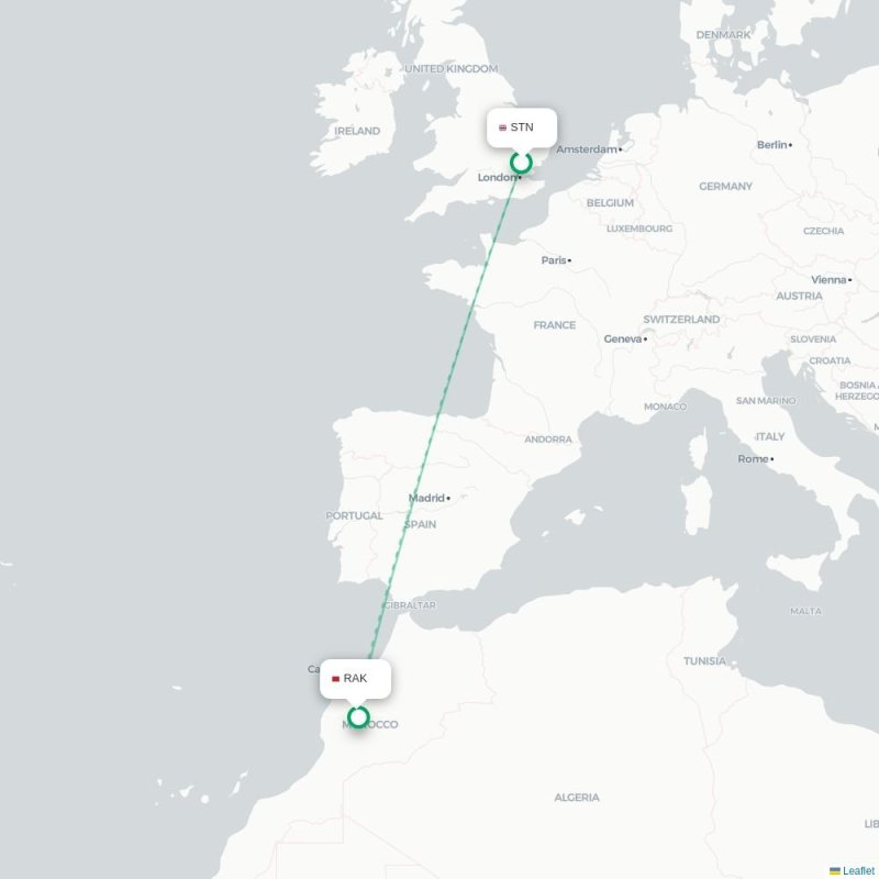 STN - RAK route map
