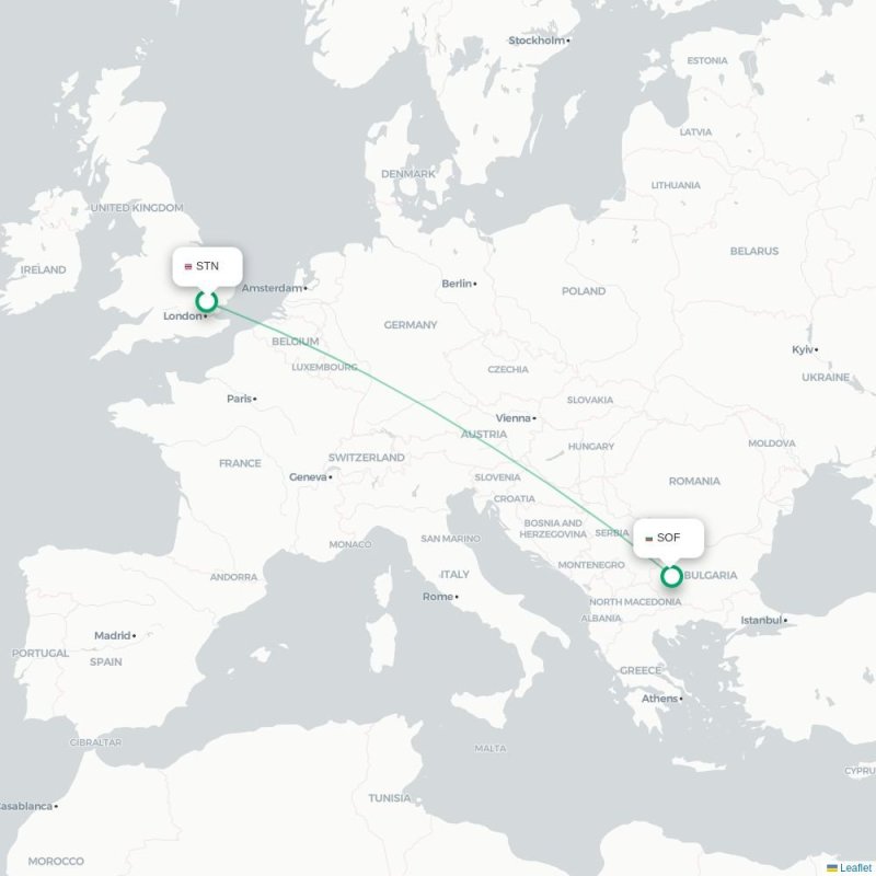 STN - SOF route map