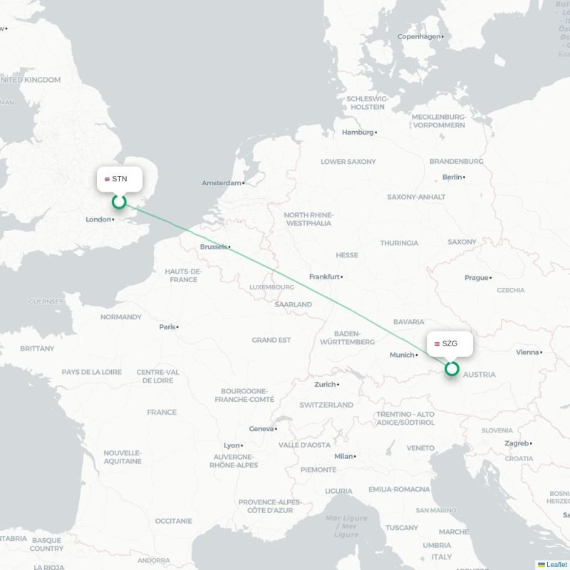 STN - SZG route map