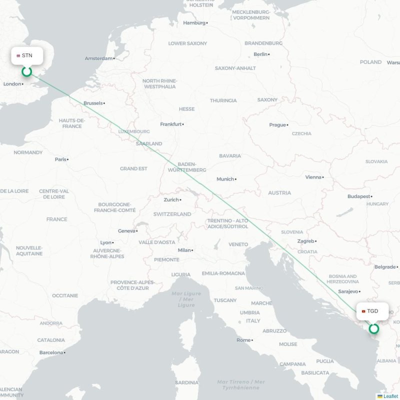 STN - TGD route map