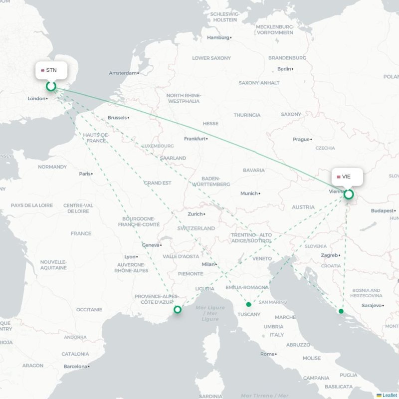 STN - VIE route map