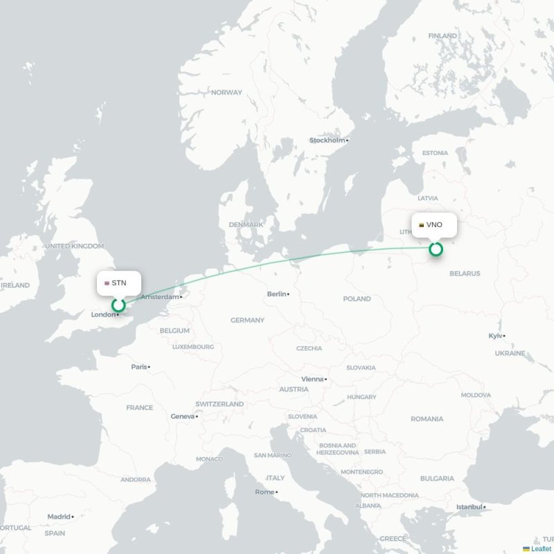 STN - VNO route map