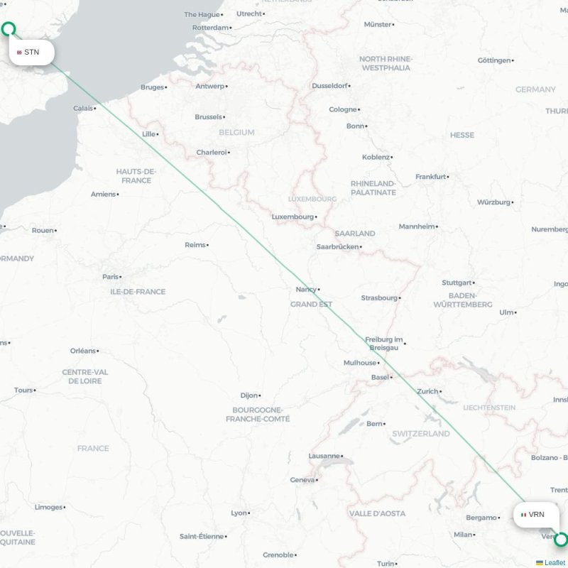 STN - VRN route map