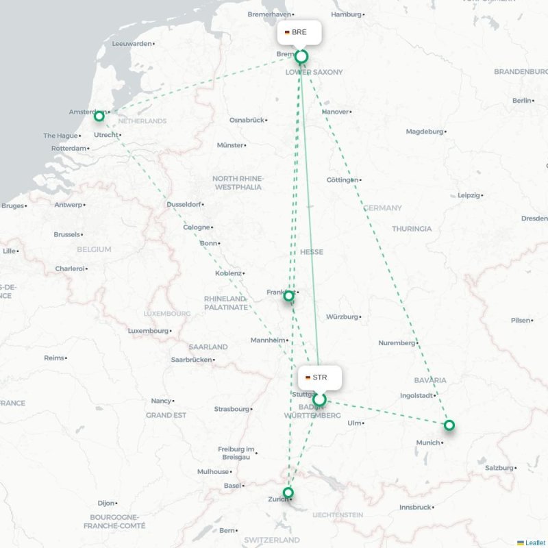 STR - BRE route map