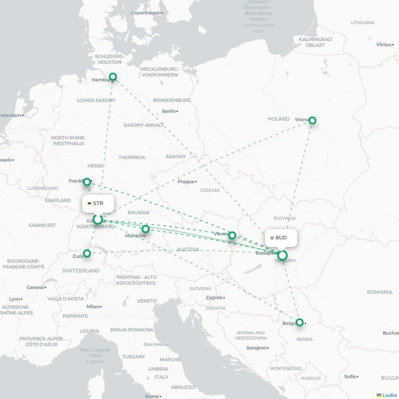 STR - BUD route map