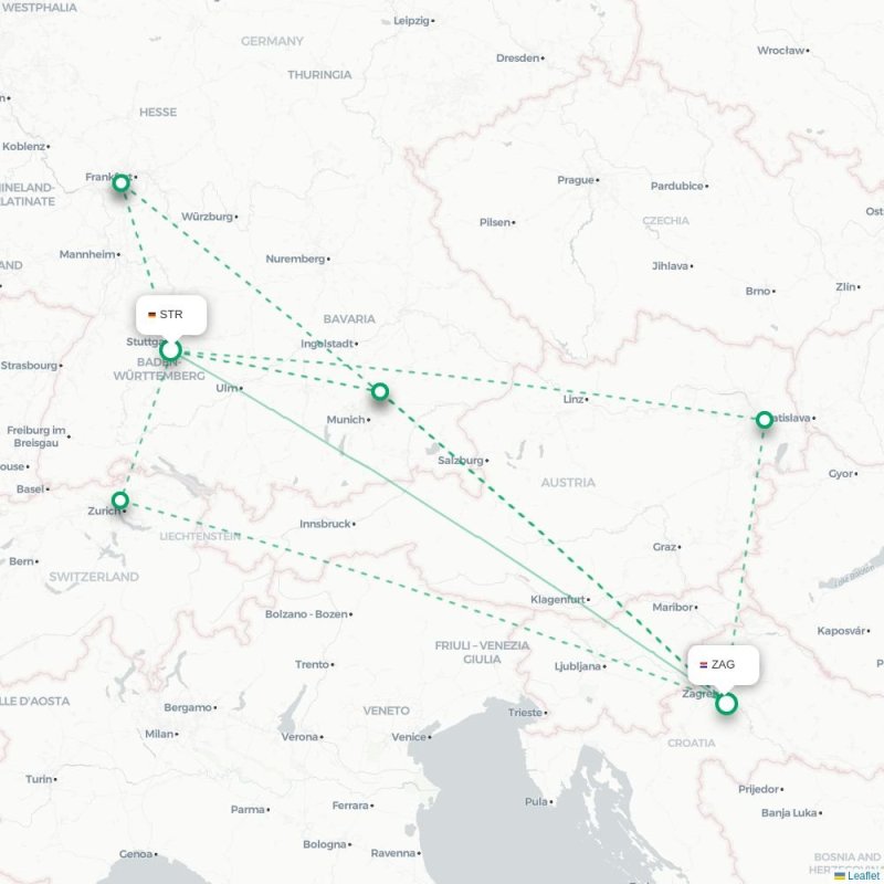 STR - ZAG route map