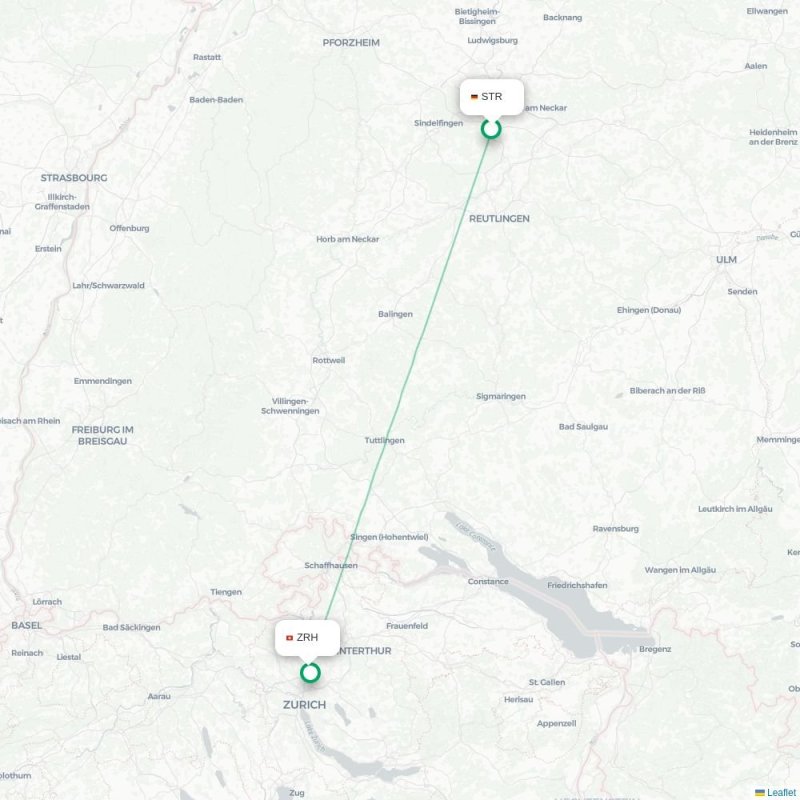 STR - ZRH route map