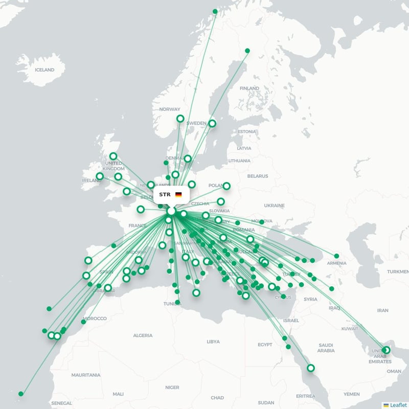 Route map Stuttgart  STR airport
