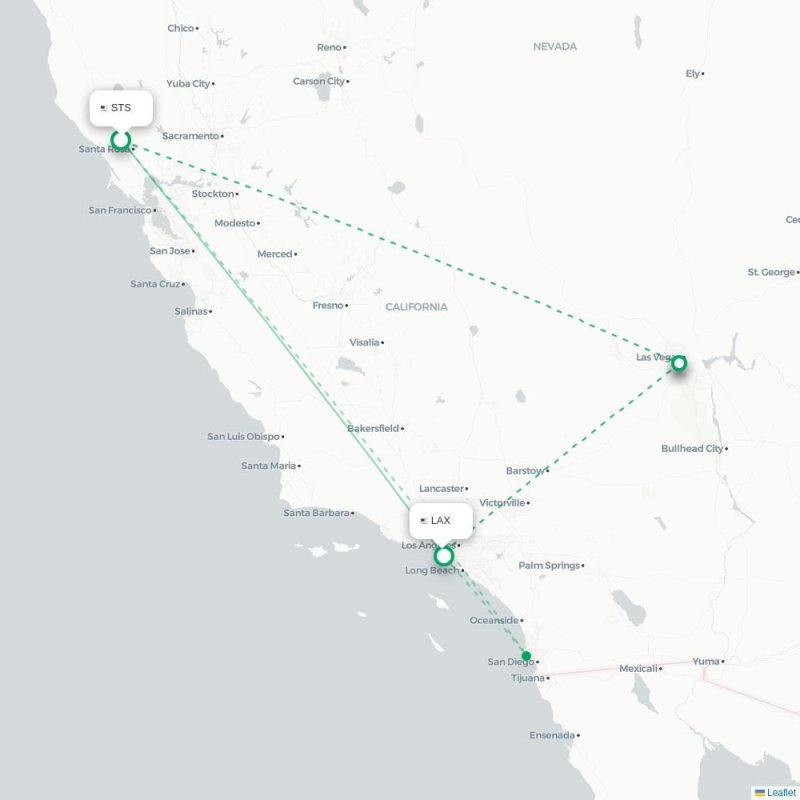 STS - LAX route map