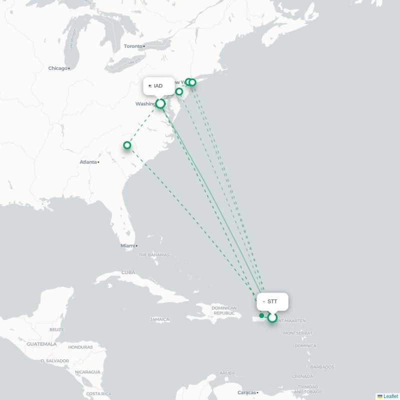 STT - IAD route map