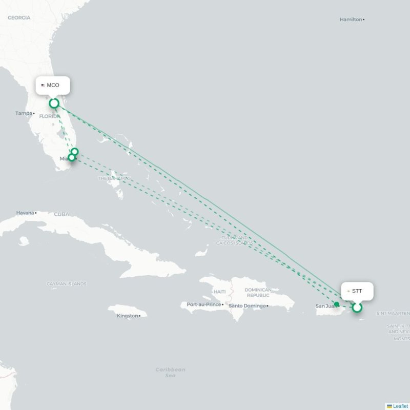 STT - MCO route map