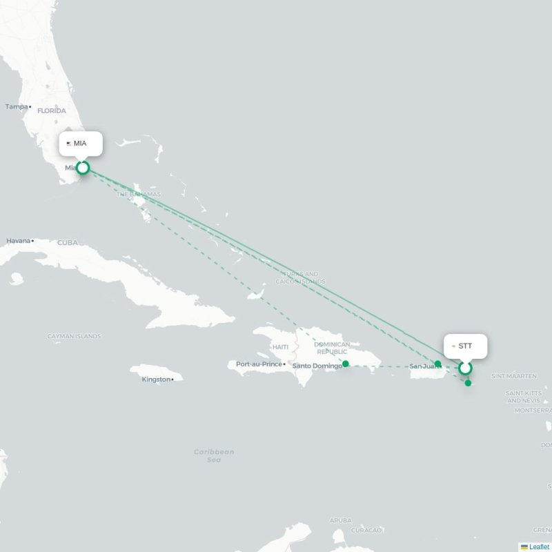 STT - MIA route map
