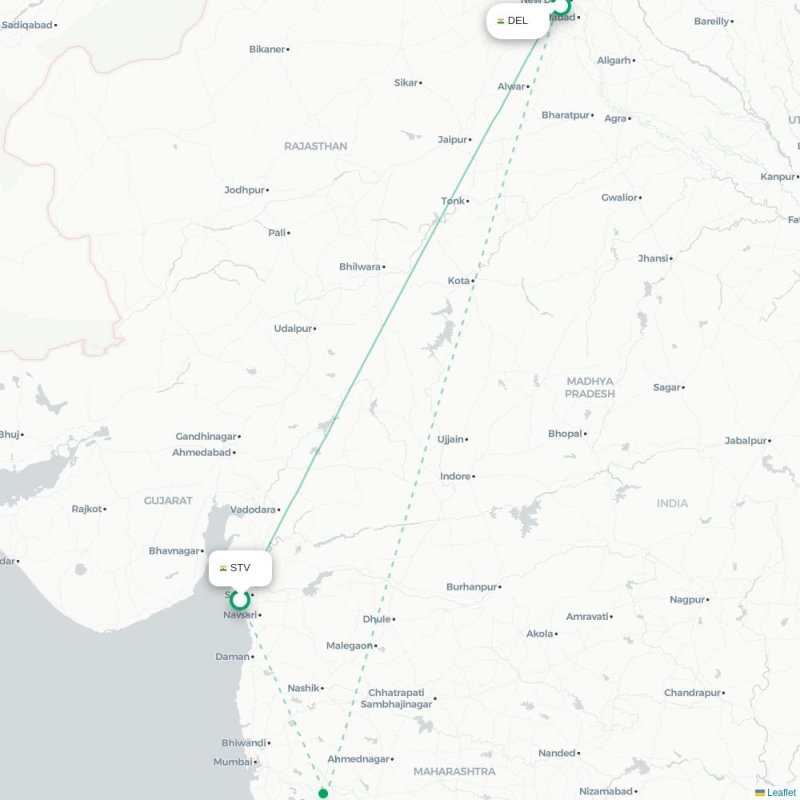STV - DEL route map