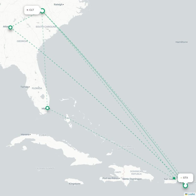 STX - CLT route map
