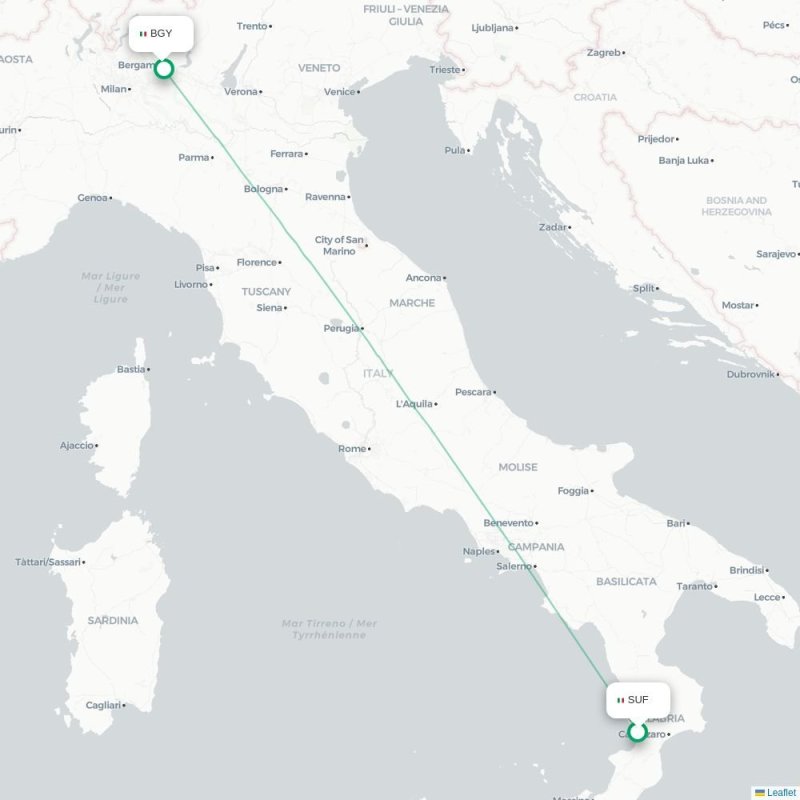 SUF - BGY route map