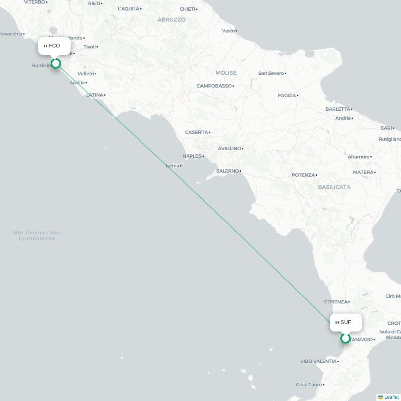 SUF - FCO route map