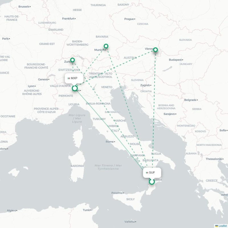SUF - MXP route map