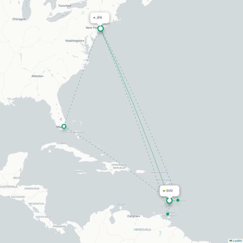SVD - JFK route map