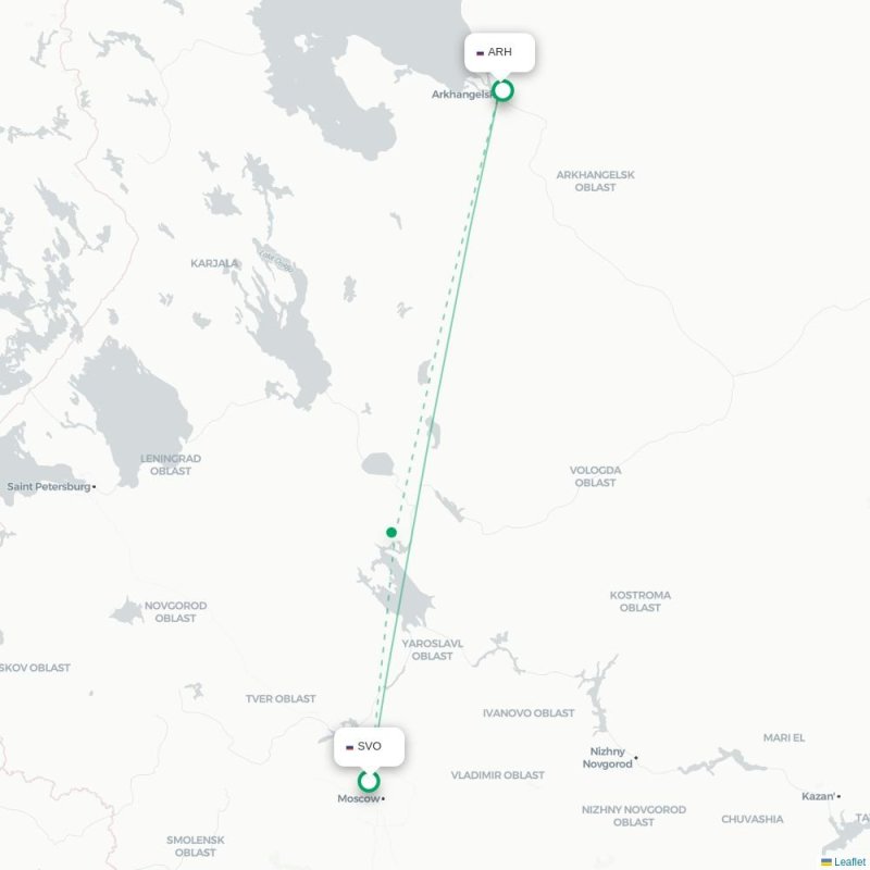 SVO - ARH route map