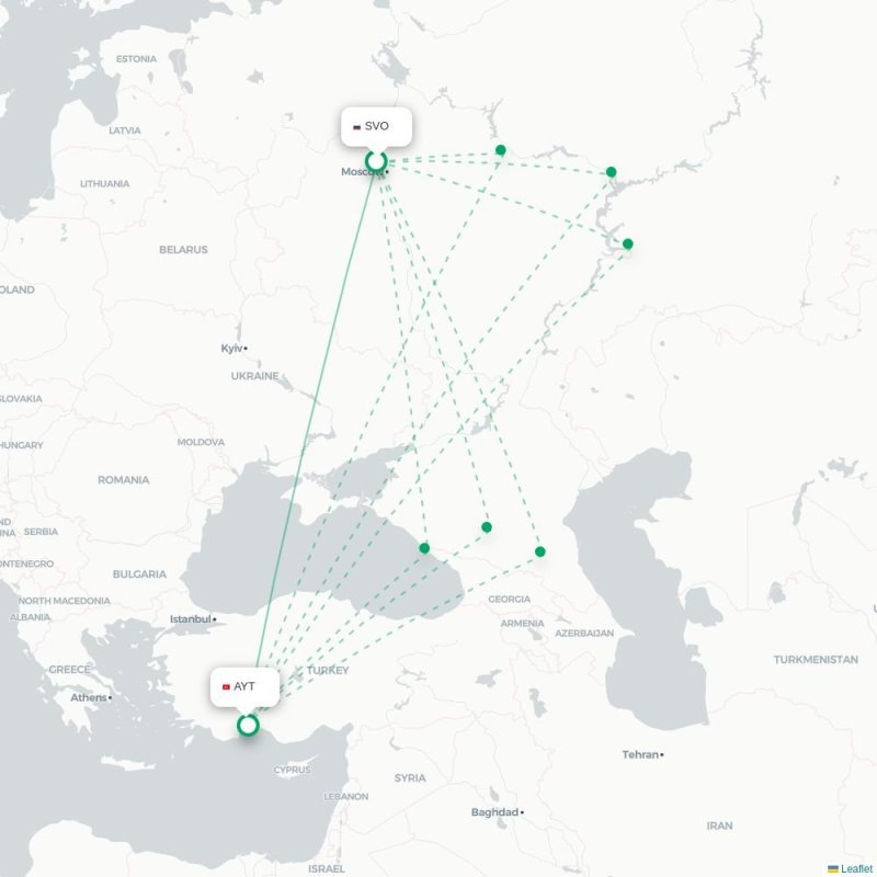 SVO - AYT route map