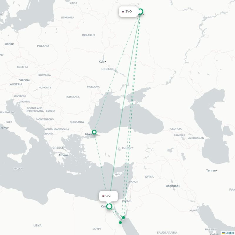 SVO - CAI route map