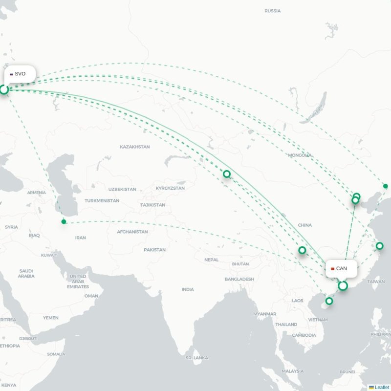 SVO - CAN route map