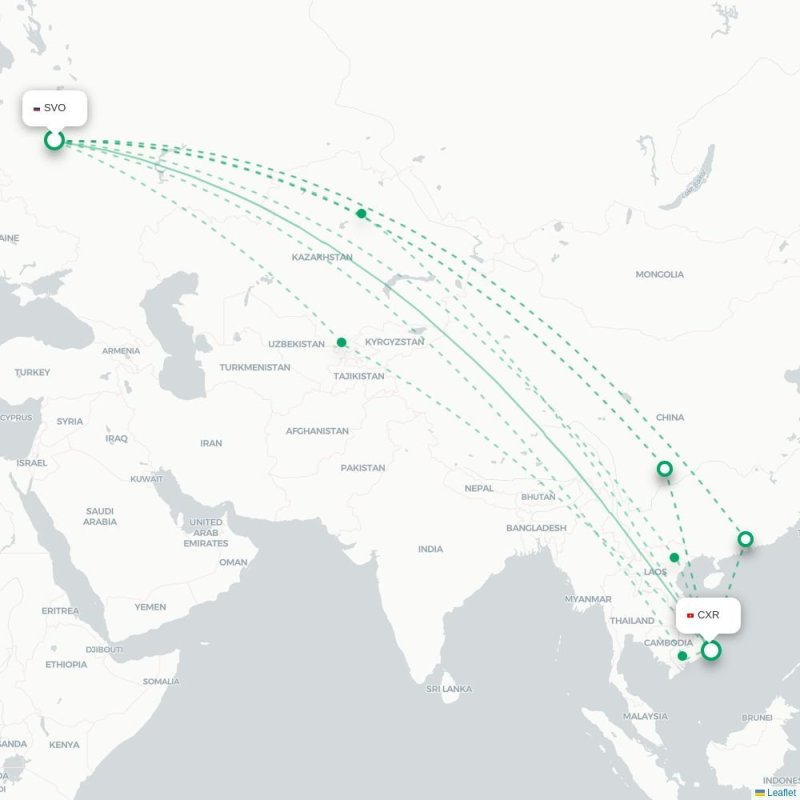 SVO - CXR route map