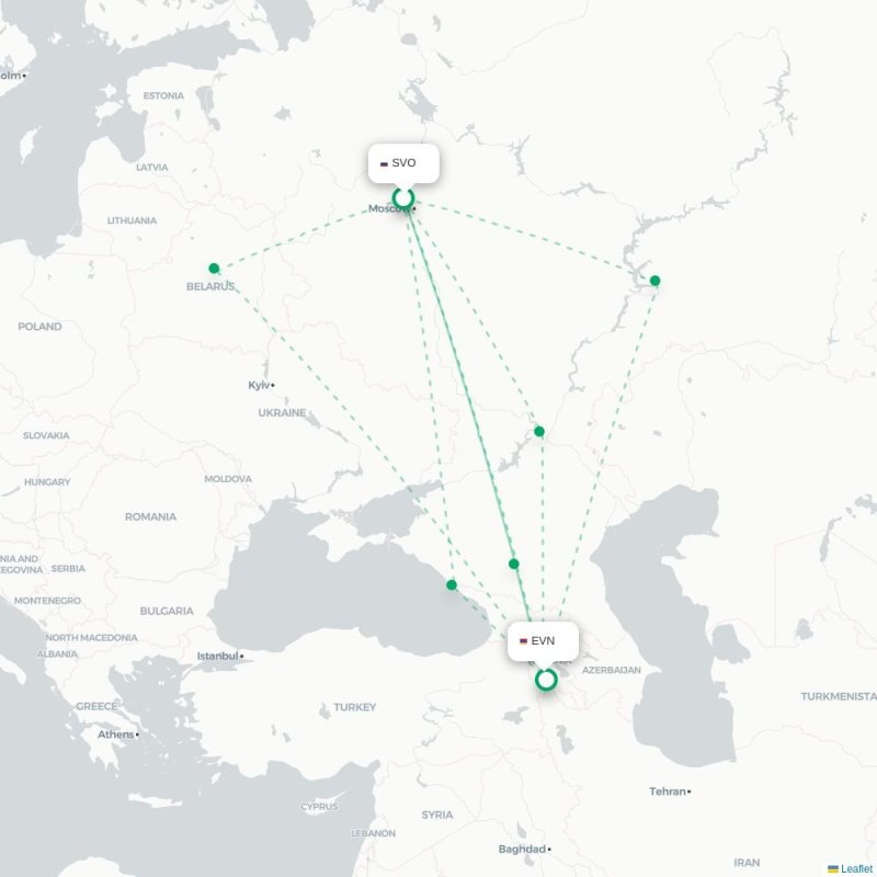 SVO - EVN route map