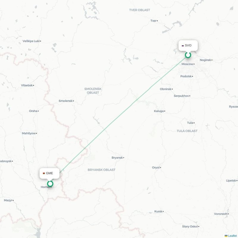 SVO - GME route map