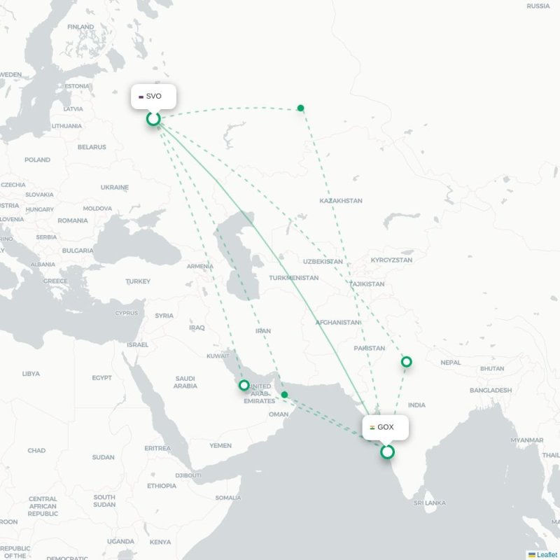 SVO - GOX route map