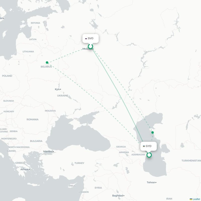 SVO - GYD route map