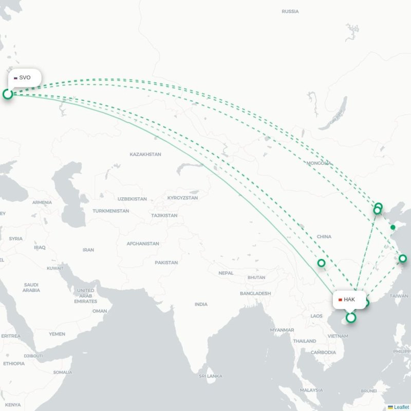 SVO - HAK route map