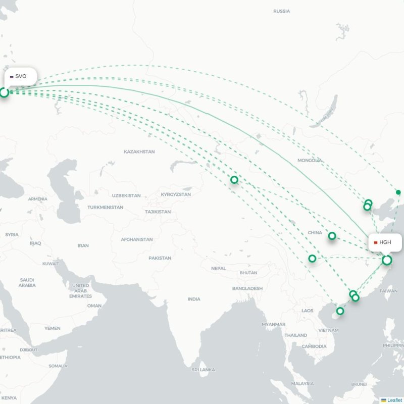 SVO - HGH route map