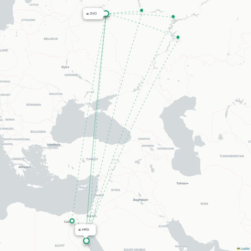 SVO - HRG route map