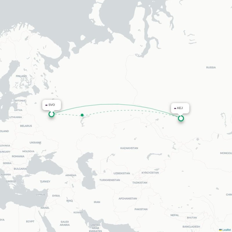 SVO - KEJ route map