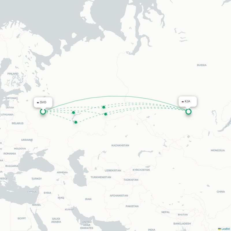SVO - KJA route map