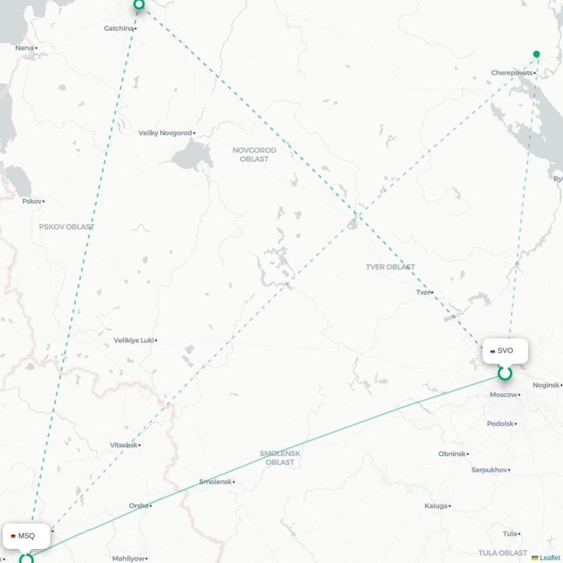SVO - MSQ route map